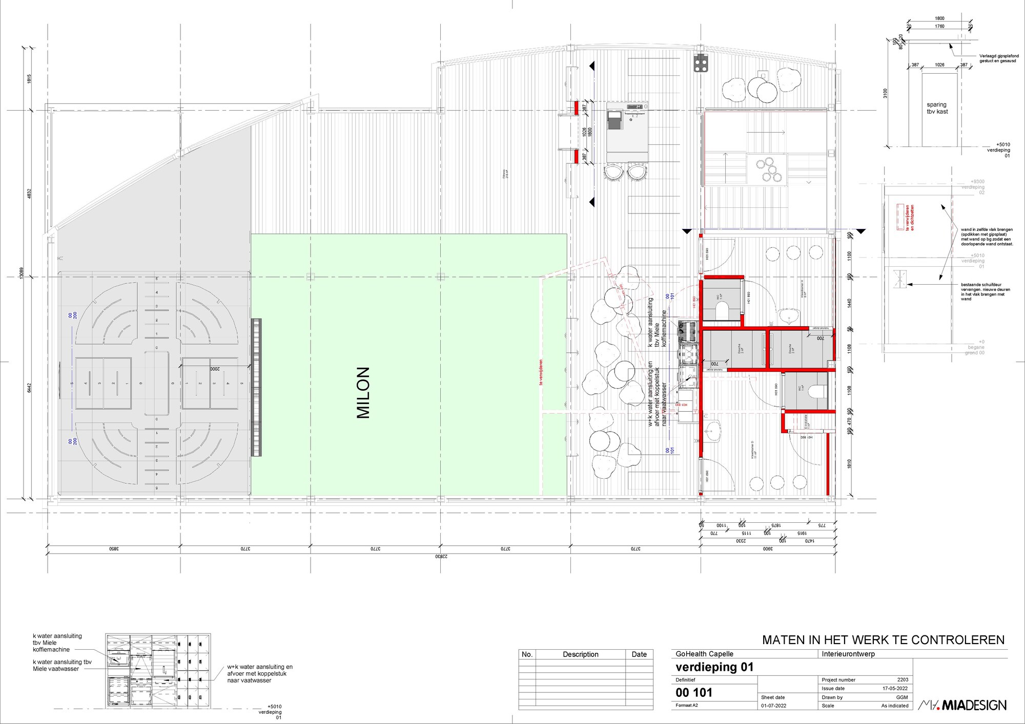 Plattegrond verdieping 01 GO! Health Clubs Capelle aan den IJssel